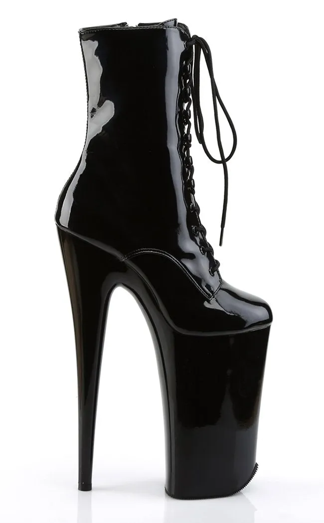 BEYOND-1020 Black Patent Ankle Boots