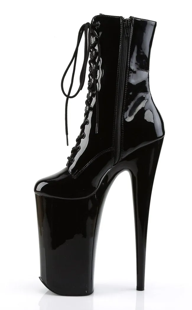 BEYOND-1020 Black Patent Ankle Boots