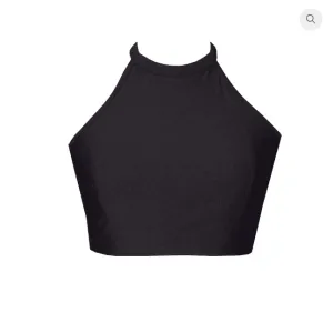 Black High Neck Sports Crop Top BK114bl