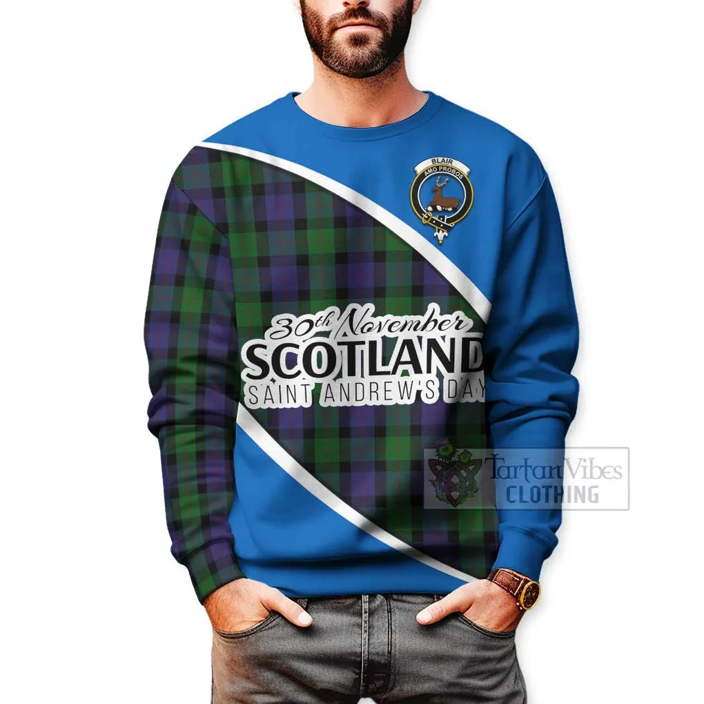 Blair Family Crest Tartan Sweatshirt Celebrate Saint Andrew's Day in Style