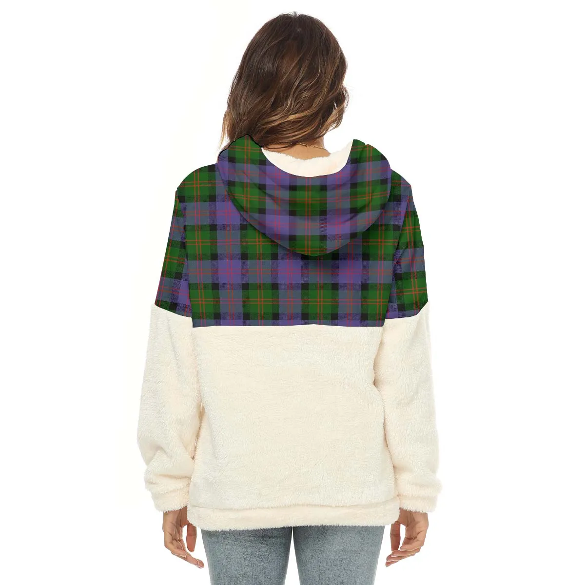 Blair Modern Tartan Women's Borg Fleece Hoodie With Half Zip