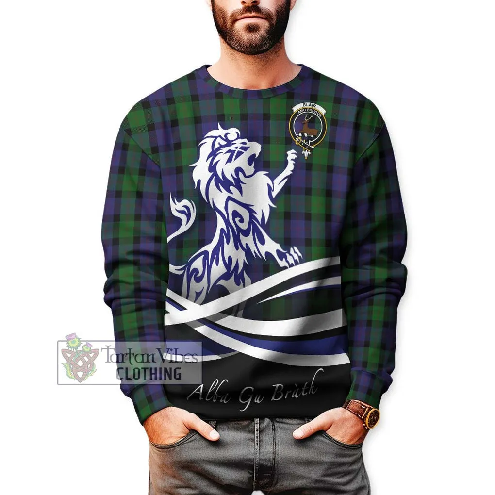 Blair Tartan Sweatshirt with Alba Gu Brath Regal Lion Emblem