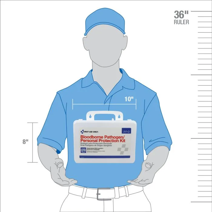 Blood Borne Pathogen (BBP) & Personal Protection And Spill Clean Up Kit With CPR Micro Shield, Plastic Case - W-217-O