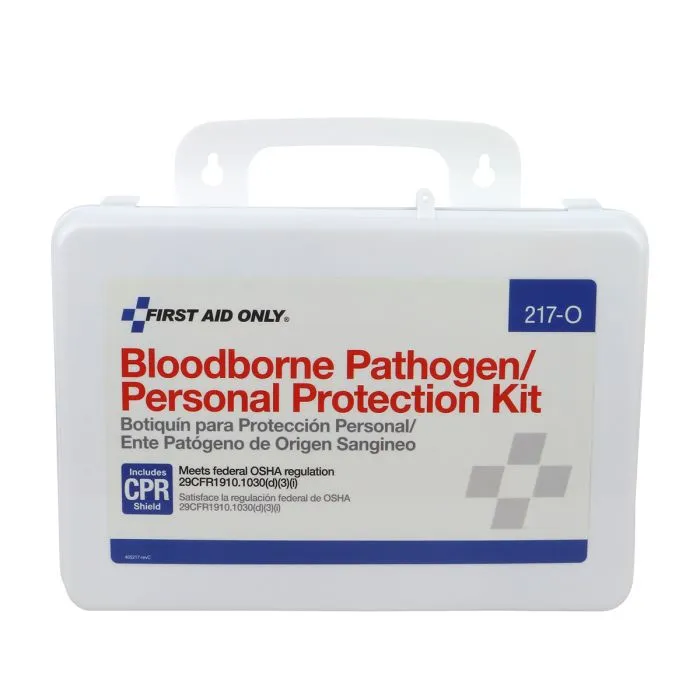 Blood Borne Pathogen (BBP) & Personal Protection And Spill Clean Up Kit With CPR Micro Shield, Plastic Case - W-217-O