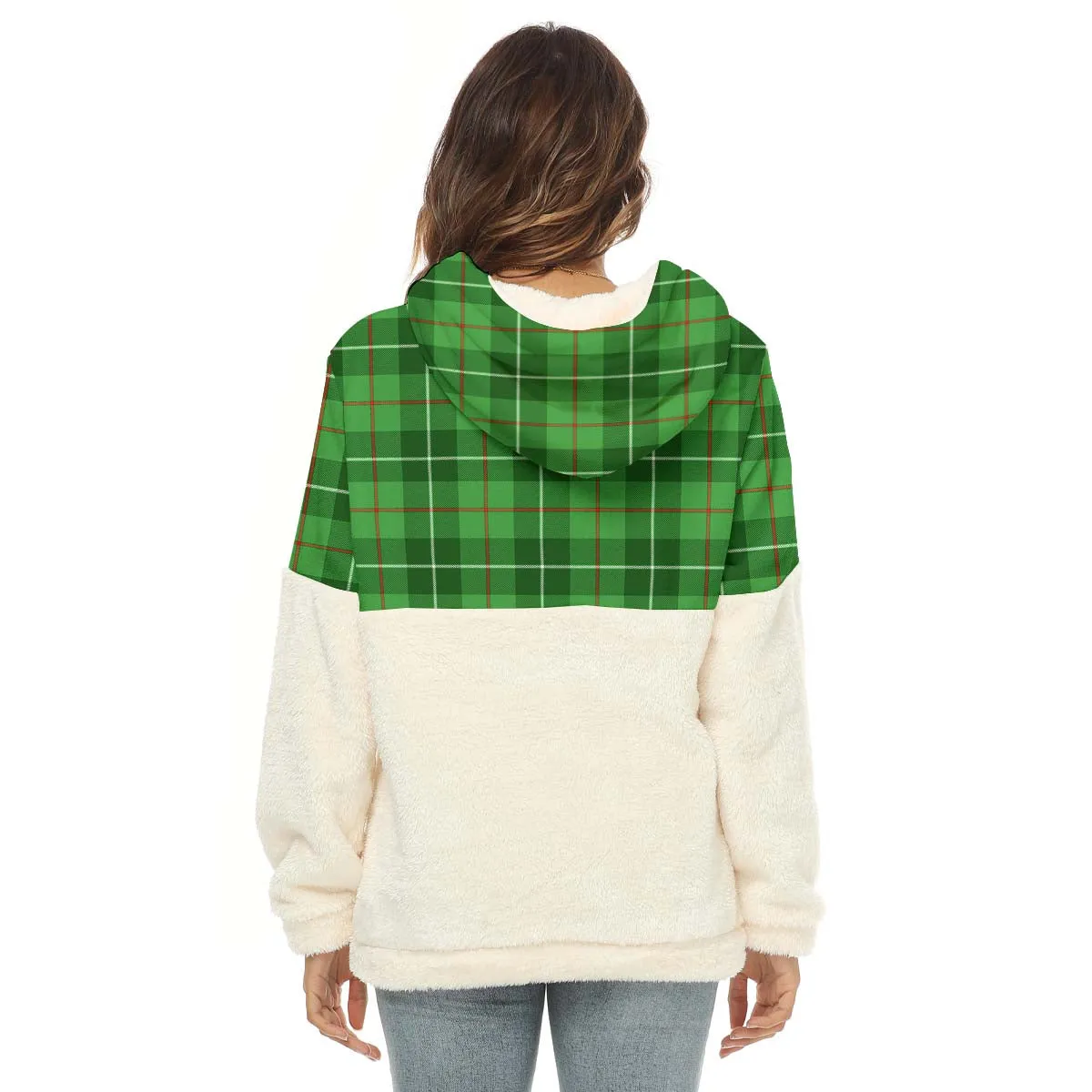 Boyle Tartan Women's Borg Fleece Hoodie With Half Zip with Family Crest