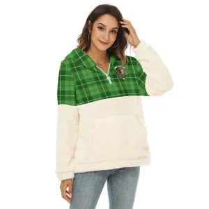 Boyle Tartan Women's Borg Fleece Hoodie With Half Zip with Family Crest