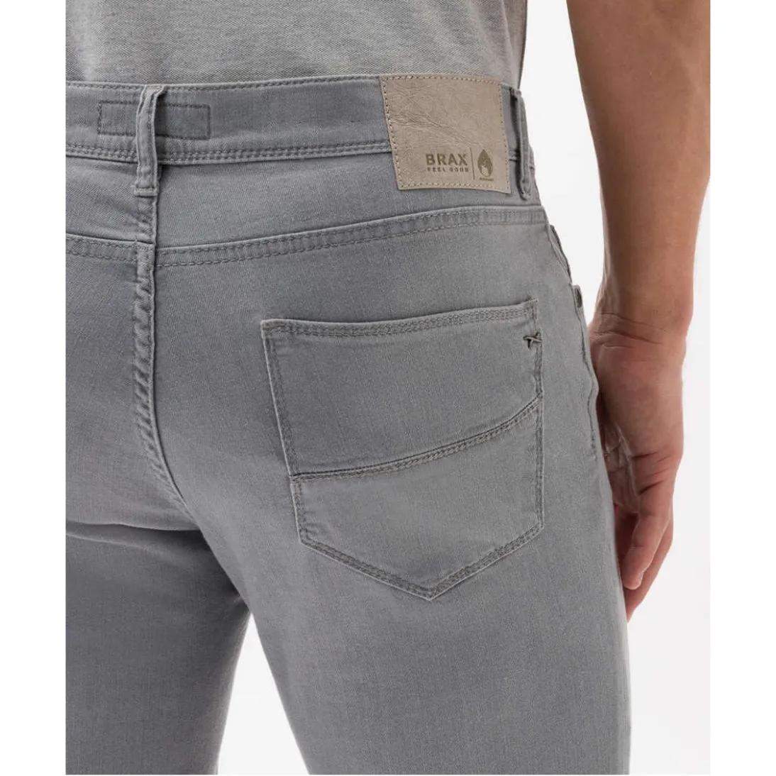 Brax Five Pocket Lightweight Denim Jeans Straight Cut  82-6068 Cadiz Light Grey