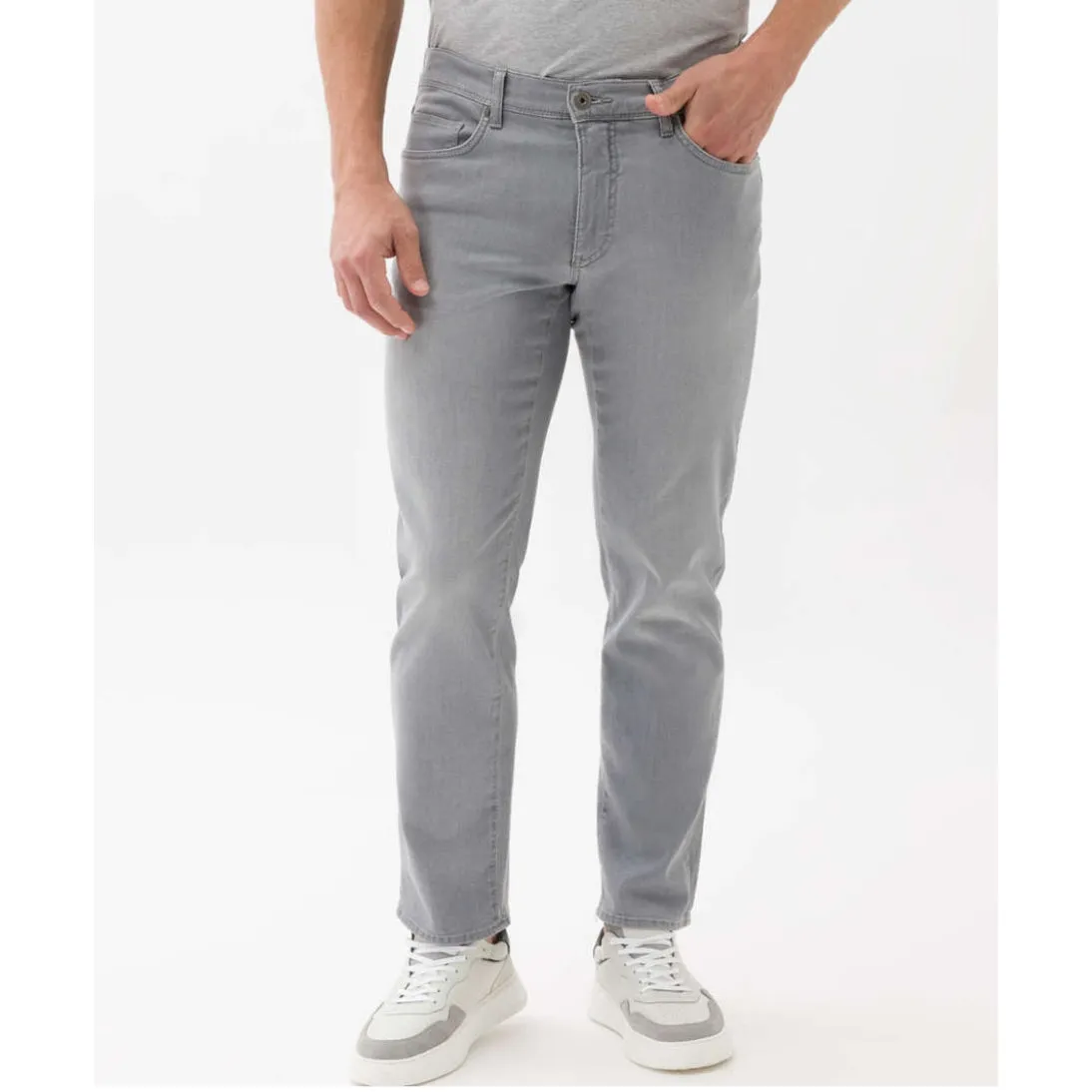 Brax Five Pocket Lightweight Denim Jeans Straight Cut  82-6068 Cadiz Light Grey