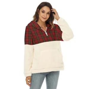 Brodie Tartan Women's Borg Fleece Hoodie With Half Zip