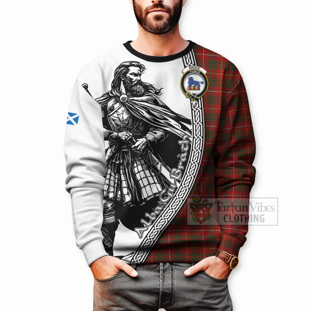 Bruce Tartan Clan Crest Sweatshirt with Highlander Warrior Celtic Style