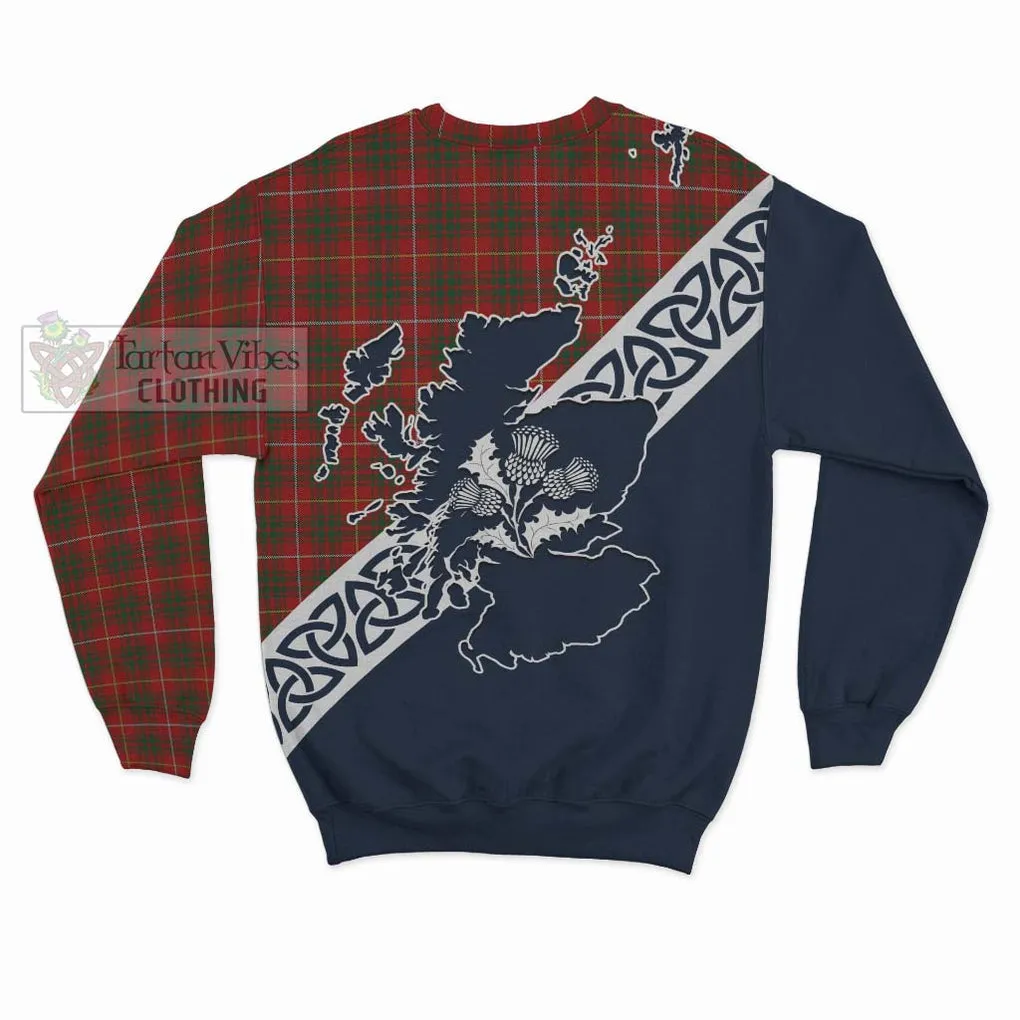 Bruce Tartan Sweatshirt Featuring Thistle and Scotland Map