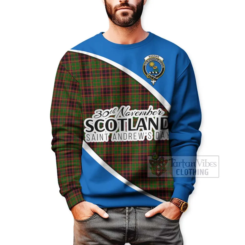 Buchan Family Crest Tartan Sweatshirt Celebrate Saint Andrew's Day in Style