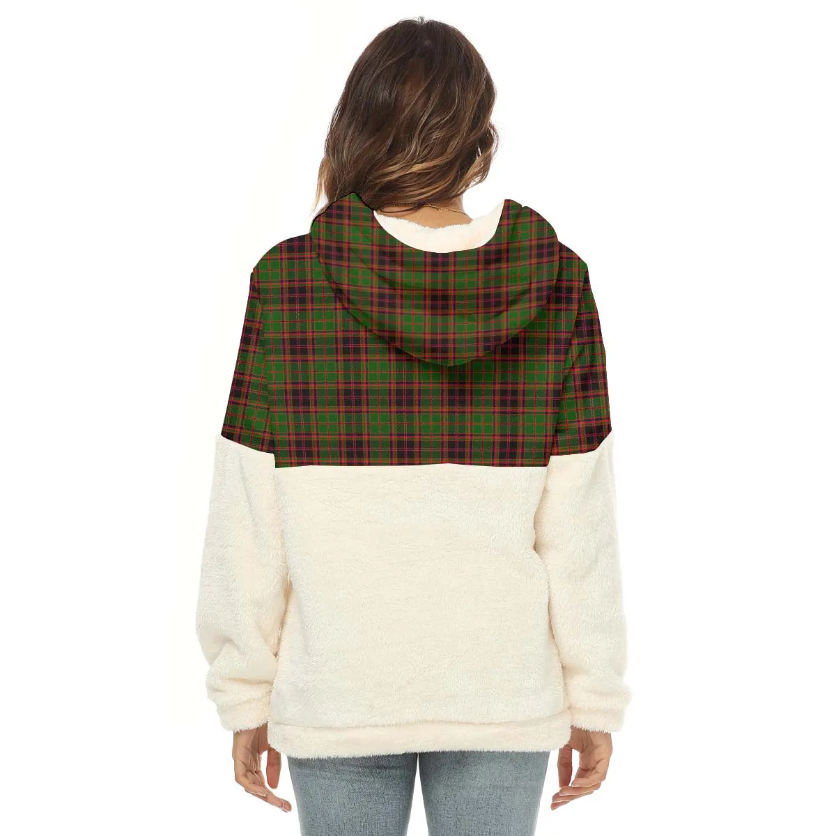 Buchan Tartan Women's Borg Fleece Hoodie With Half Zip