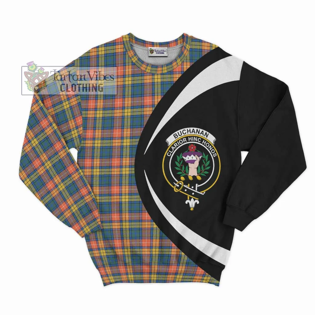 Buchanan Ancient Tartan Sweatshirt with Family Crest Circle Style