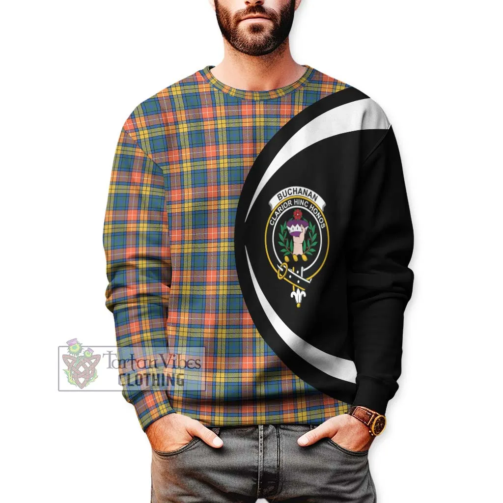 Buchanan Ancient Tartan Sweatshirt with Family Crest Circle Style