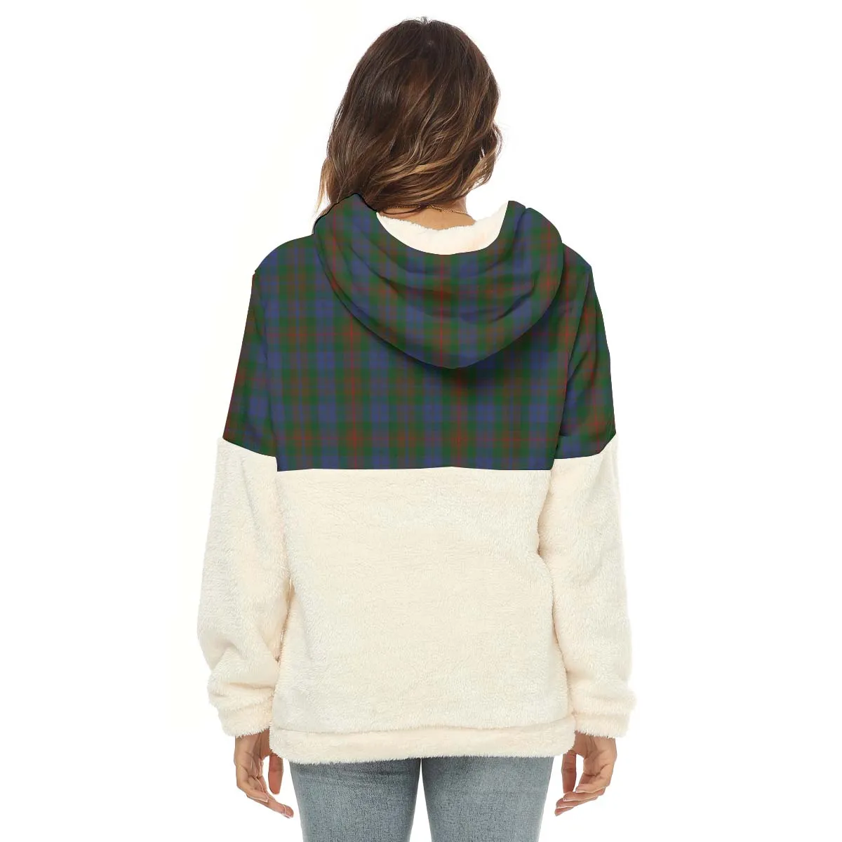 Buchanan Hunting Tartan Women's Borg Fleece Hoodie With Half Zip