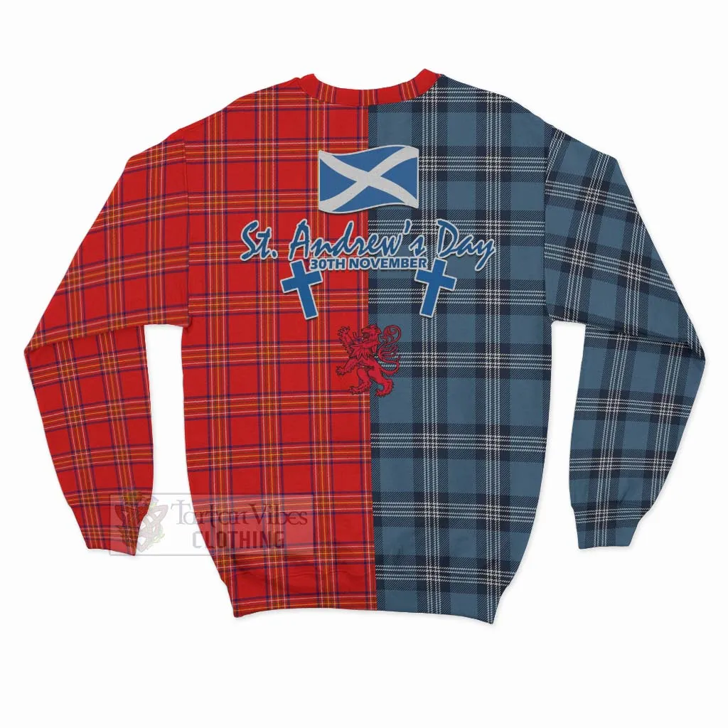 Burnett Tartan Sweatshirt Happy St. Andrew's Day Half Tartan Style