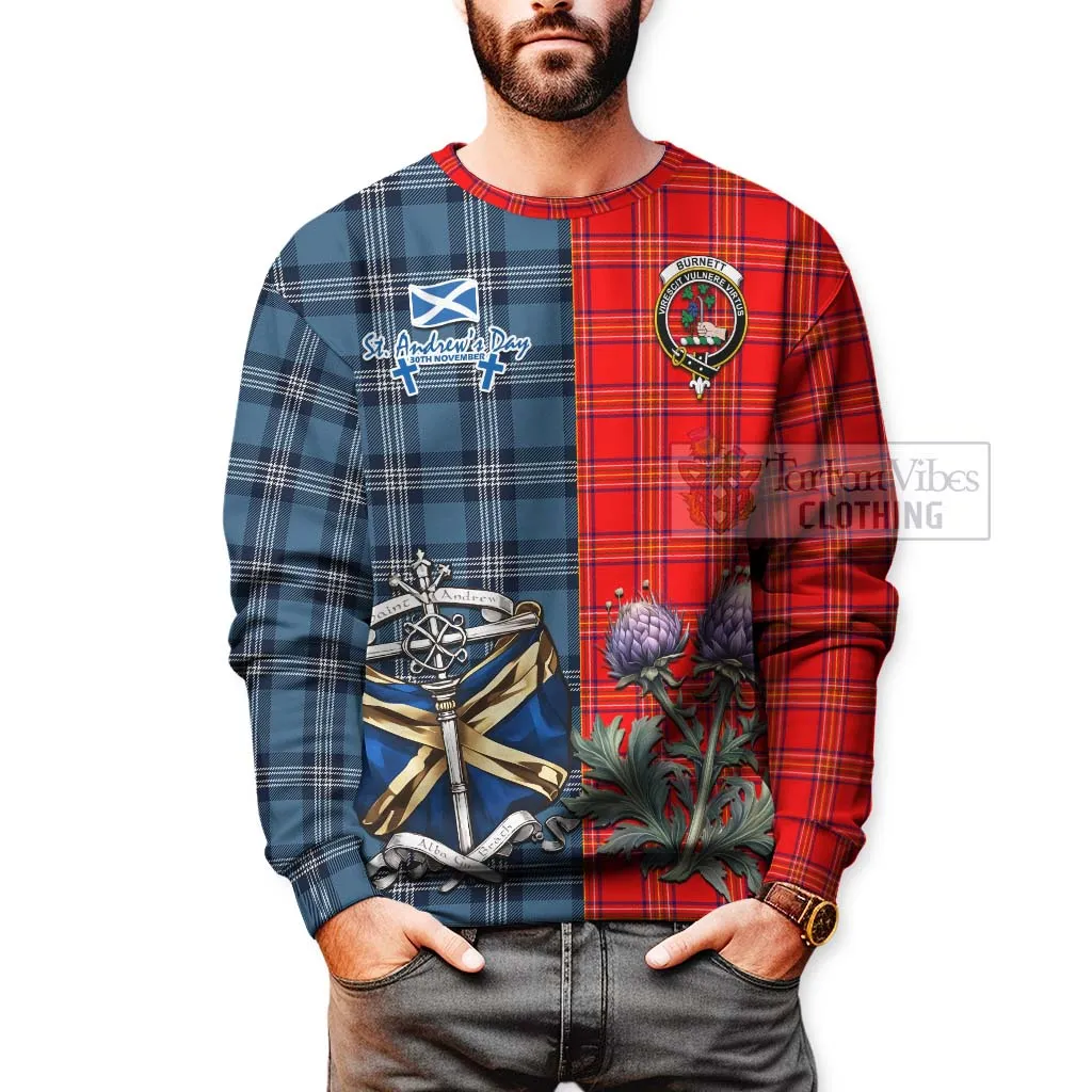 Burnett Tartan Sweatshirt Happy St. Andrew's Day Half Tartan Style