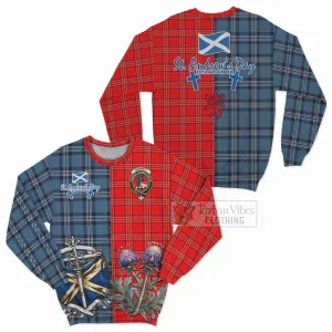 Burnett Tartan Sweatshirt Happy St. Andrew's Day Half Tartan Style