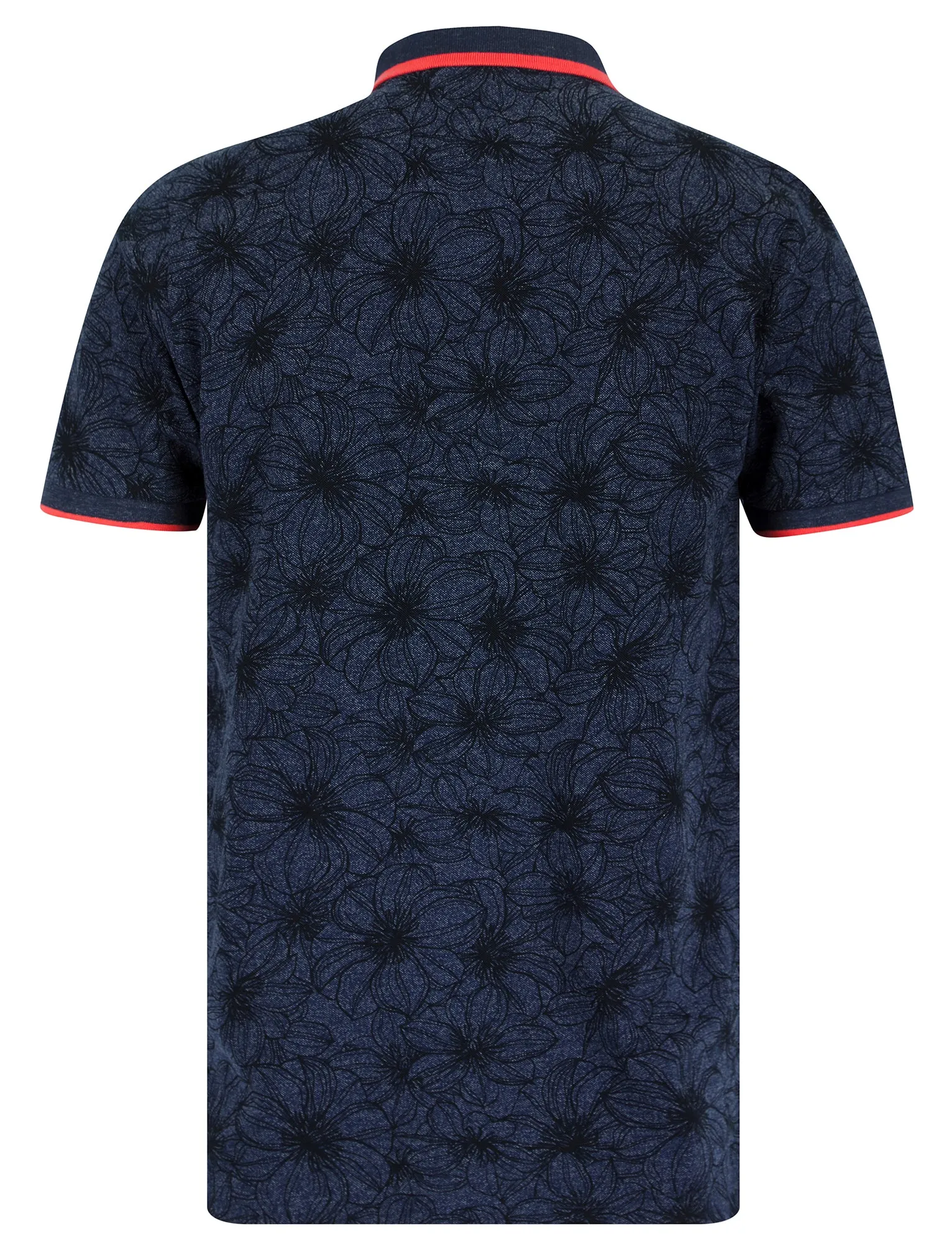 Capulet Cotton Blend Pique Tropical Hawaiian Print Polo Shirt in Navy - Tokyo Laundry