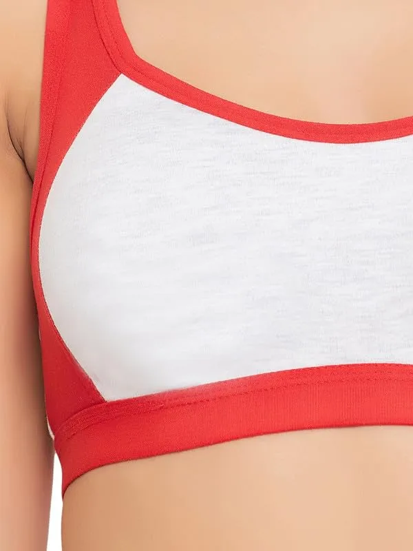 Clovia Women's Medium Impact Non-Padded Full Cup Colourblocked Sports Bra (Br2101P04_Red_38C)