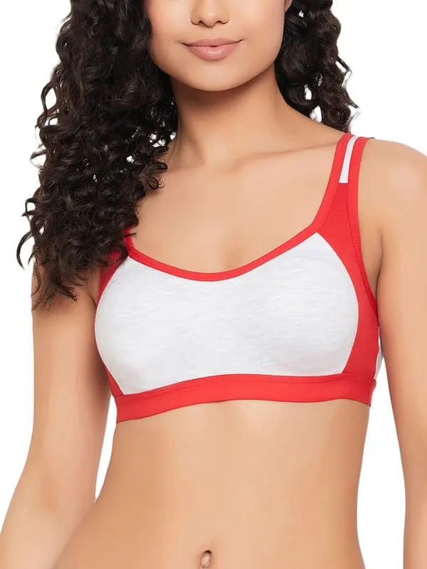 Clovia Women's Medium Impact Non-Padded Full Cup Colourblocked Sports Bra (Br2101P04_Red_38C)