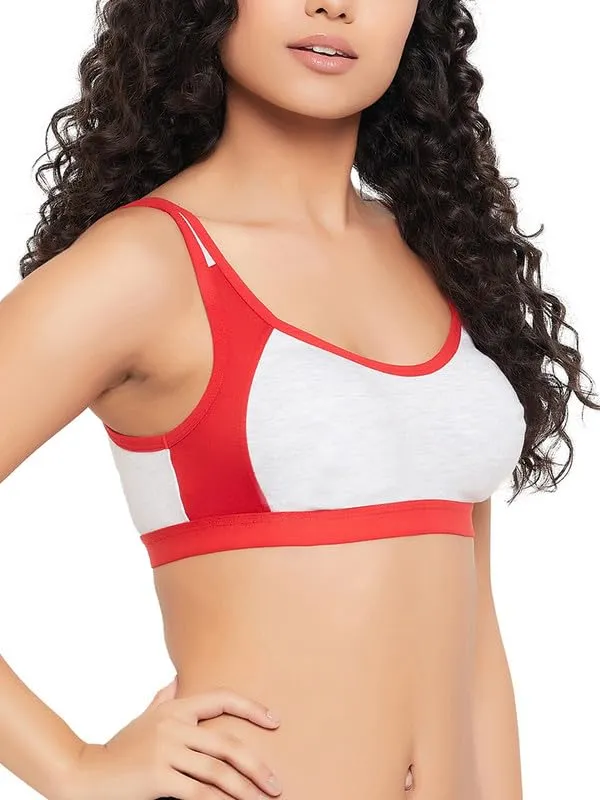 Clovia Women's Medium Impact Non-Padded Full Cup Colourblocked Sports Bra (Br2101P04_Red_38C)