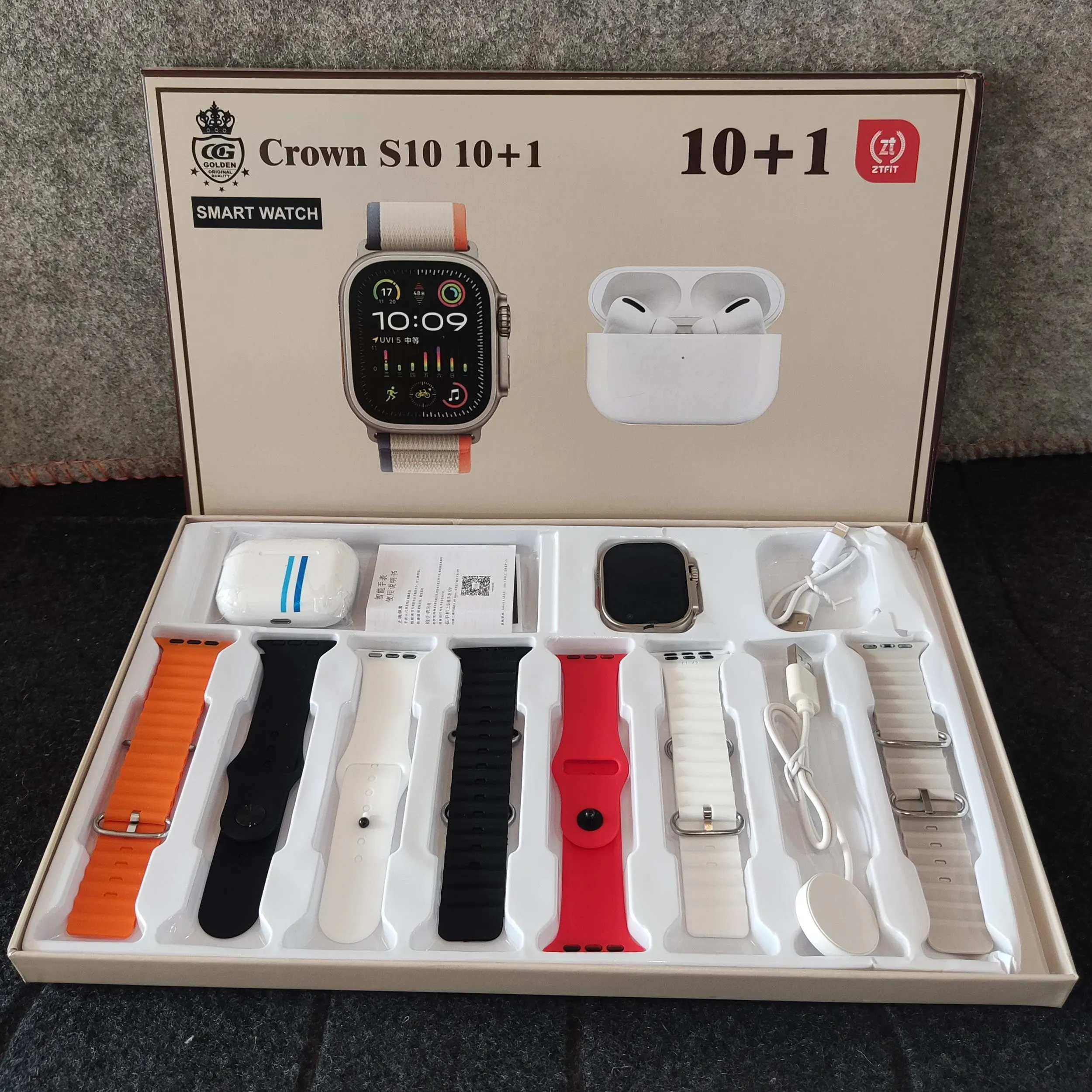 Crown S10   1 Smart Watch with Earbuds