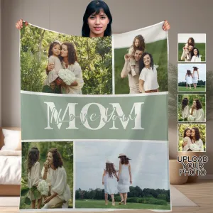 Custom 4 Photos Love You Mom Anti-pilling Flannel Blanket Personalized Mother's Day Blanket Gifts For Best Mom And Grandma