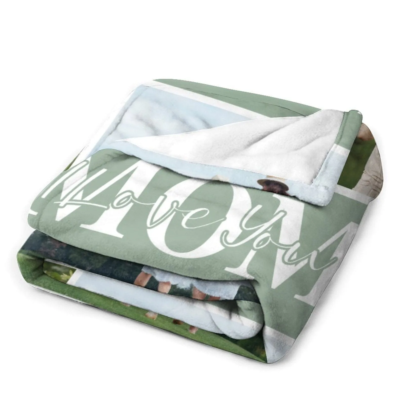 Custom 4 Photos Love You Mom Anti-pilling Flannel Blanket Personalized Mother's Day Blanket Gifts For Best Mom And Grandma