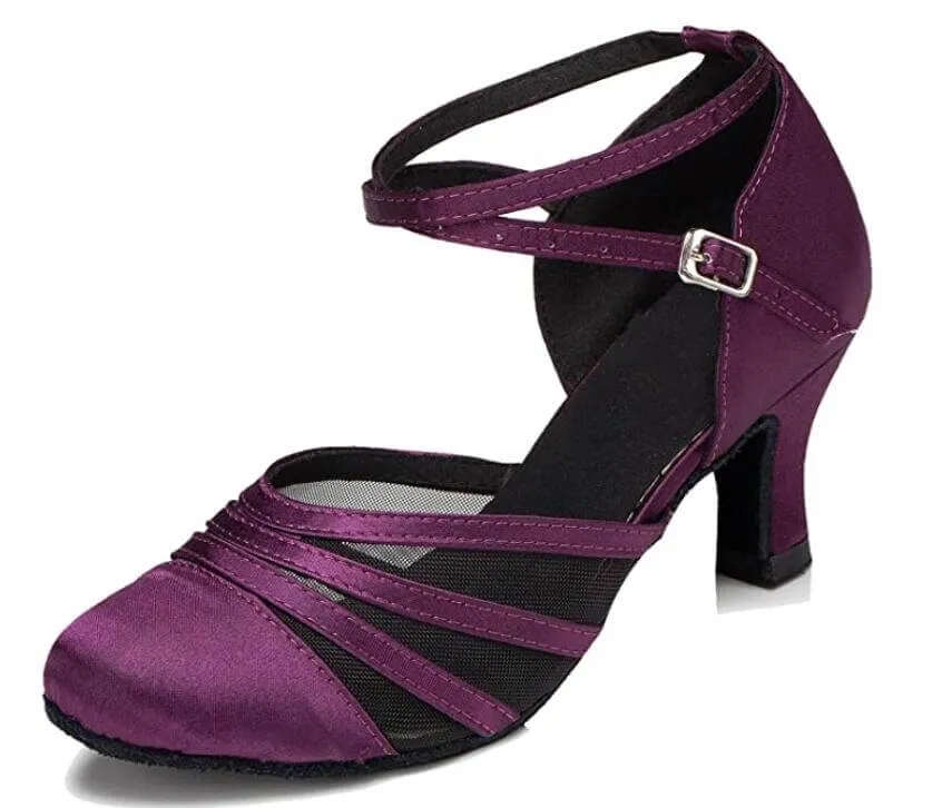 Dark Purple Ballroom Dancing Shoes Latin Salsa Closed Toe Dance Shoes