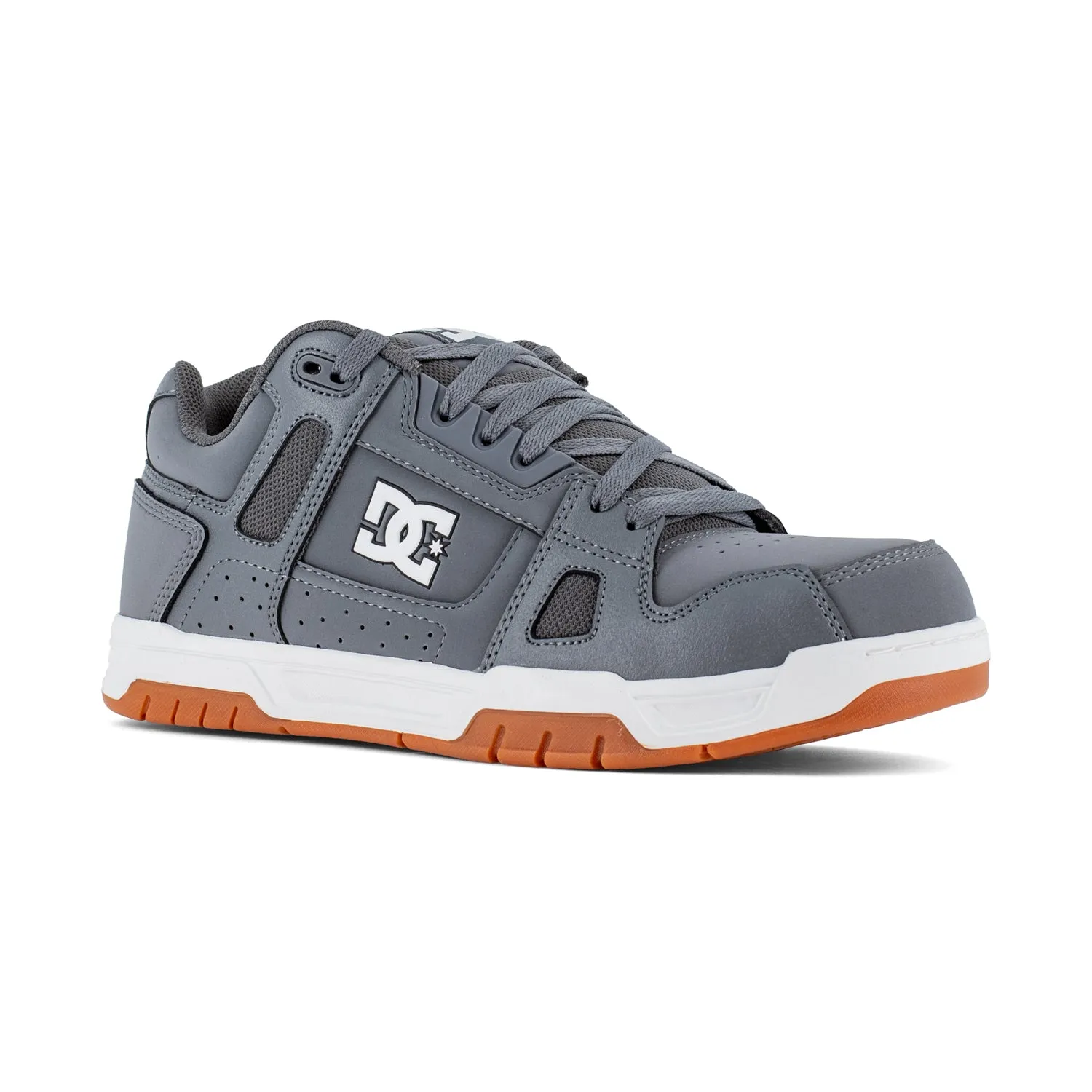 DC Mens Stag Lifestyle Grey/Gum Leather Work Shoes