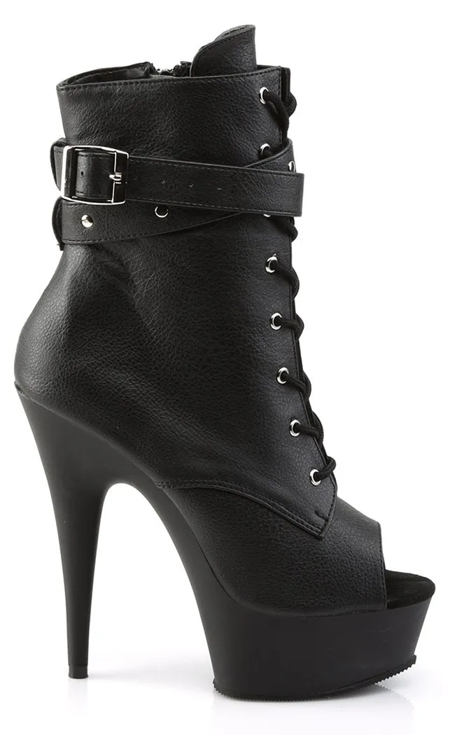 DELIGHT-1033 Black Vegan Leather Boots