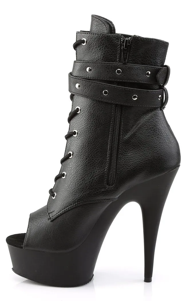 DELIGHT-1033 Black Vegan Leather Boots