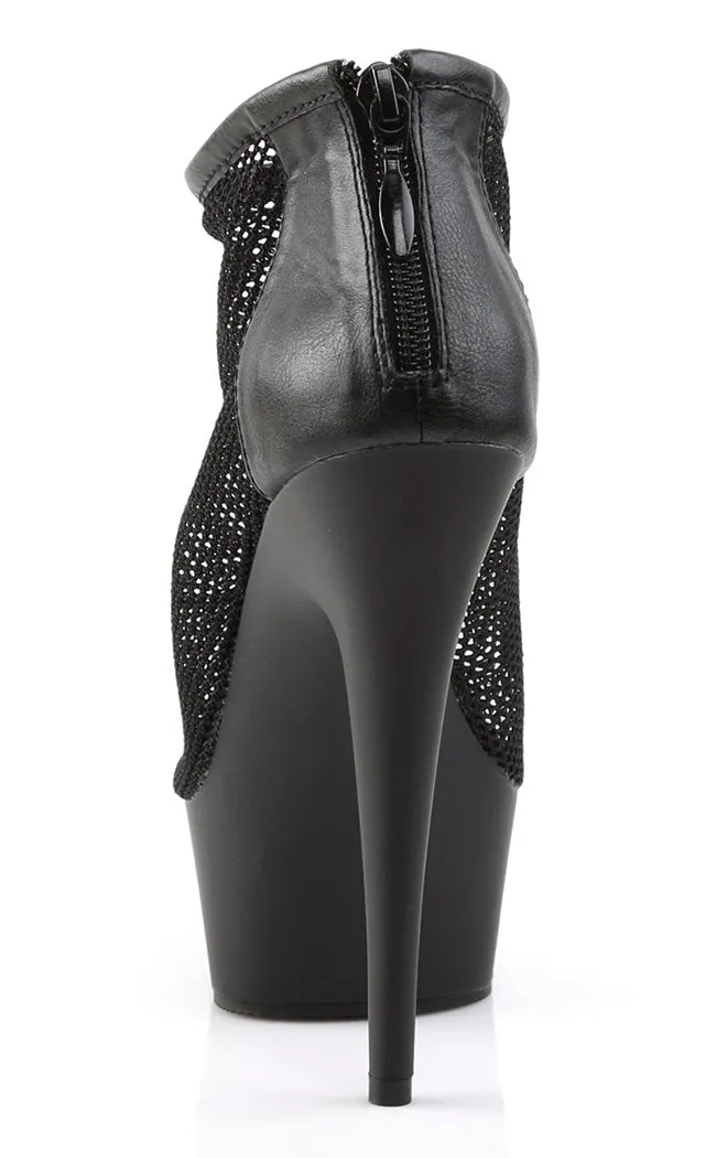 DELIGHT-600-12 Black Mesh Platform Ankle Boots