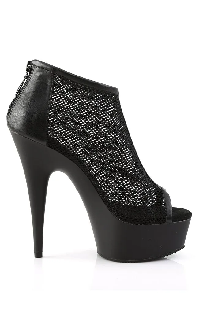 DELIGHT-600-12 Black Mesh Platform Ankle Boots