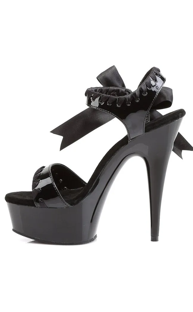 DELIGHT-615 Black Patent Platform Heels