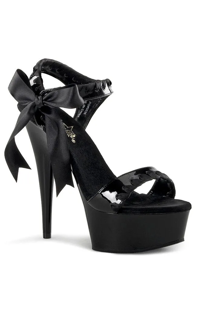 DELIGHT-615 Black Patent Platform Heels