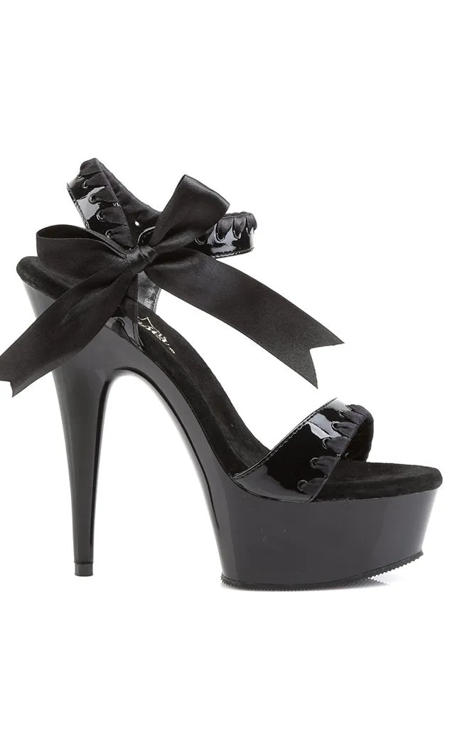 DELIGHT-615 Black Patent Platform Heels