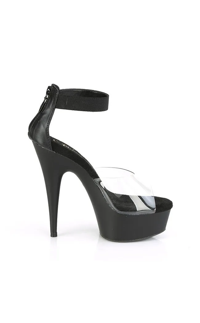 DELIGHT-624 Clear & Black Platform Heels