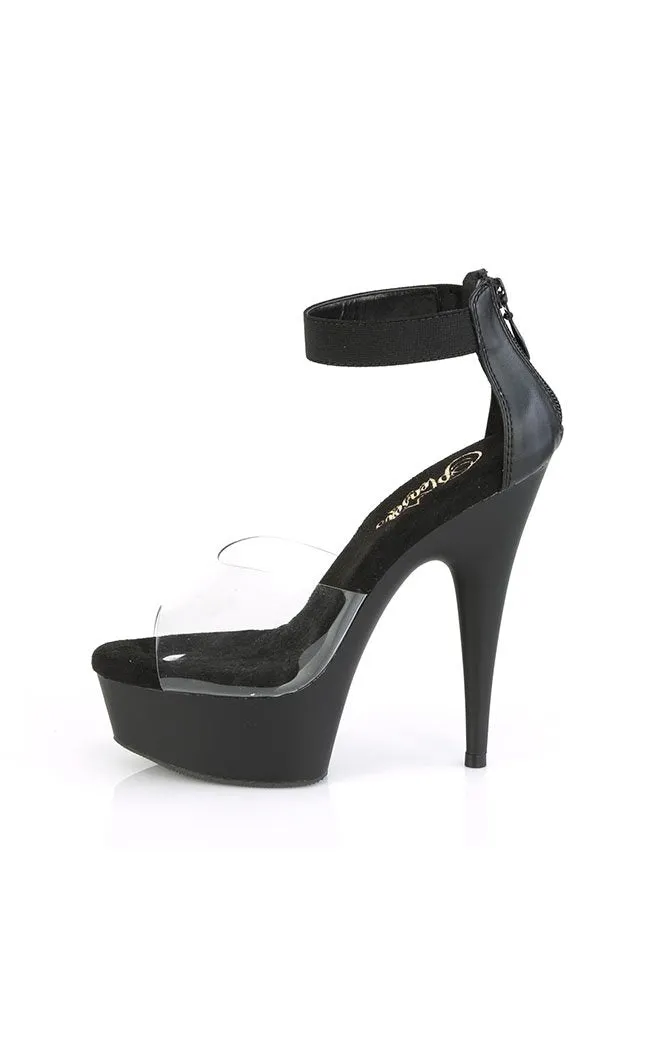 DELIGHT-624 Clear & Black Platform Heels