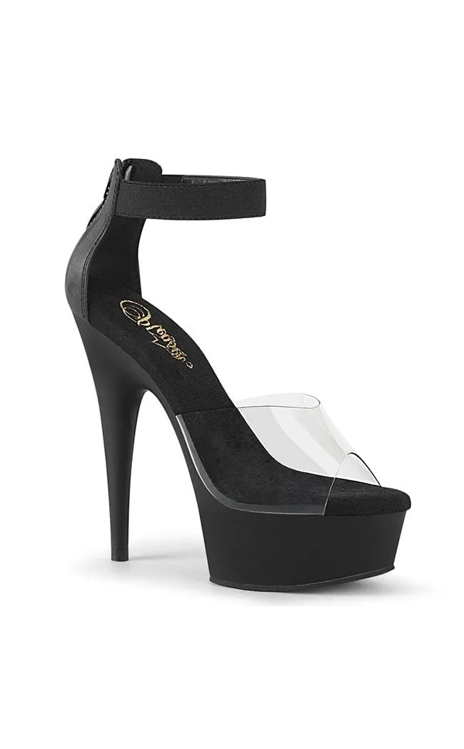 DELIGHT-624 Clear & Black Platform Heels