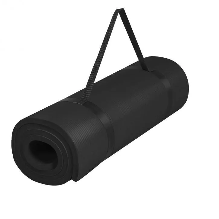 Deluxe NBR Yoga Mat Black 190x60x1.5cm