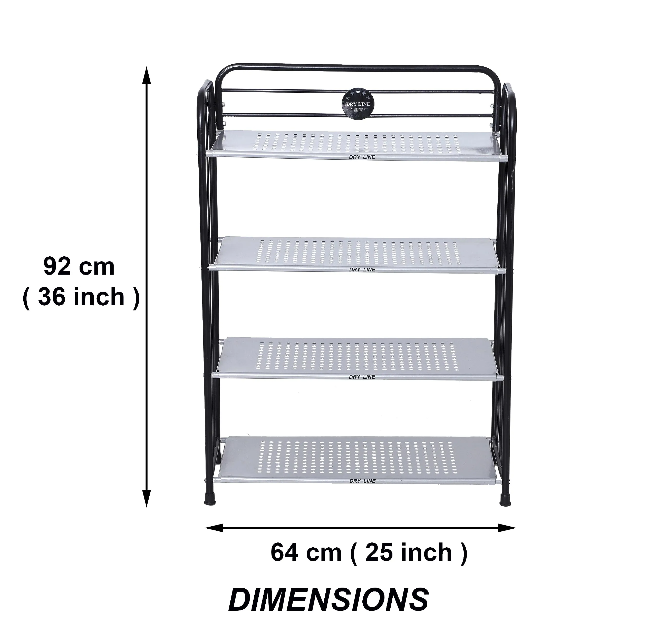 DRY LINE Premium Shoe Rack for Home Metal Multipurpose Perforated Shoe Organizer with Style (Executive Model) (4 Shelves (4-Tier))