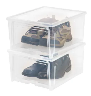 Easy Access Drop Front Shoe Box - 2 Pack, Wide