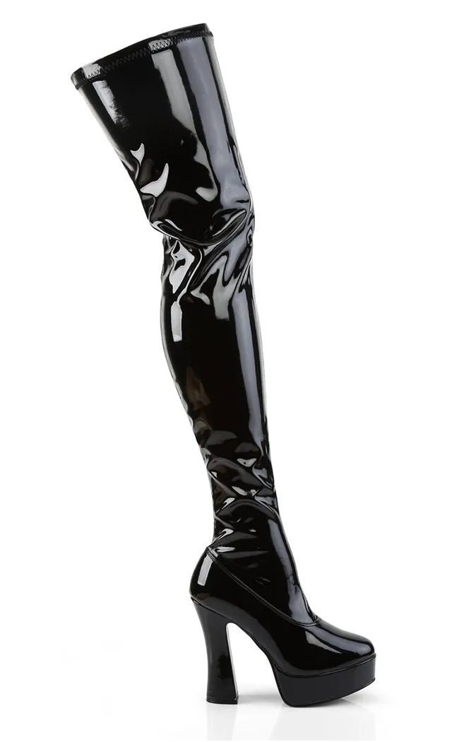 ELECTRA-3000Z Black Patent Thigh High Boots