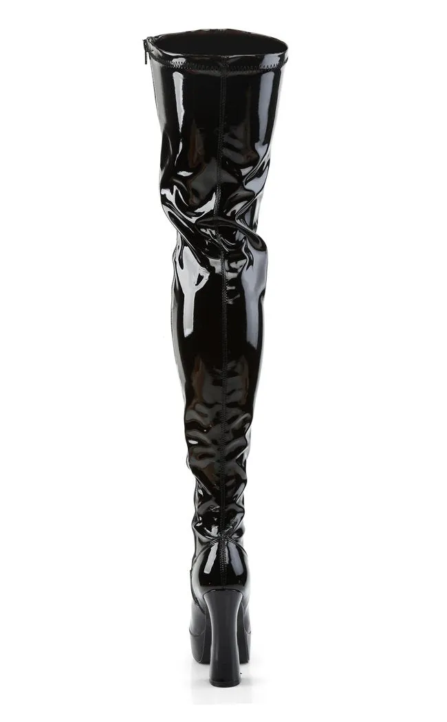 ELECTRA-3000Z Black Patent Thigh High Boots