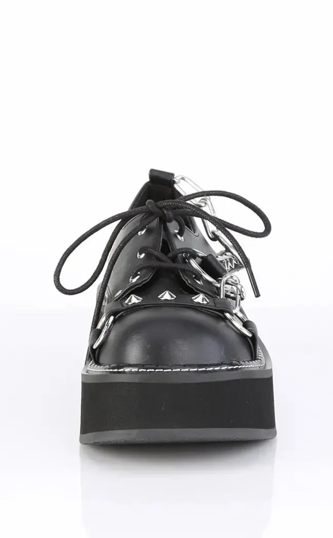 EMILY-32 Black Vegan Leather Oxford Shoes