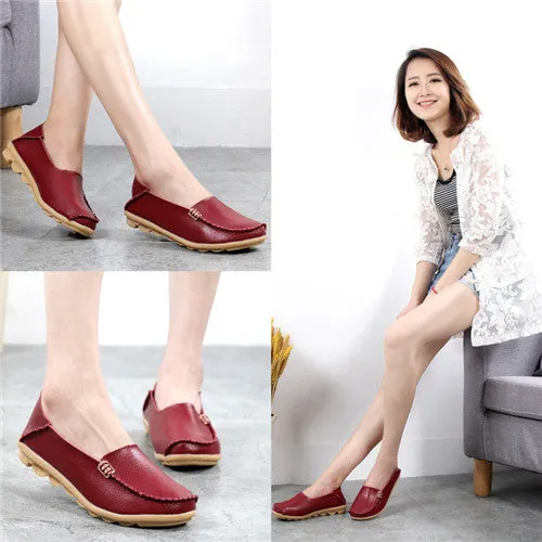 Fashion women casual shoes spring women Flats solid color loafers mother leather shoes Slip on female flats ladies 2017 SRT432