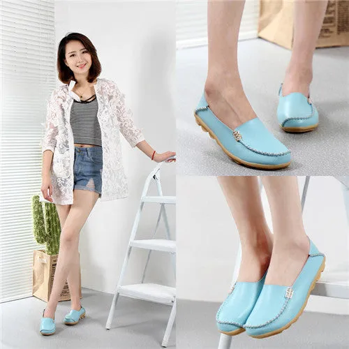 Fashion women casual shoes spring women Flats solid color loafers mother leather shoes Slip on female flats ladies 2017 SRT432